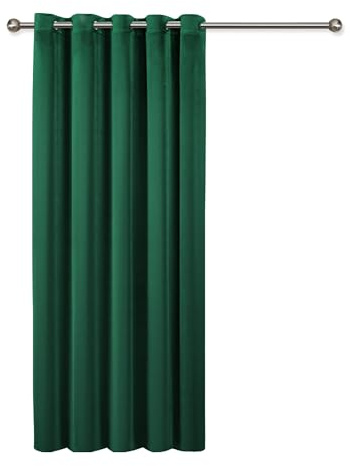 Oxford Homeware Blackout Curtains for living room – Emerald Green 66x84 Crushed Velvet Curtain Ring Top & Privacy Protection Thermal Curtain Single Panel with Tieback