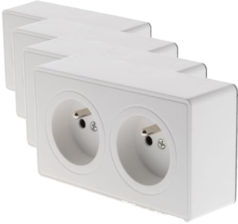 Zenitech Prise Double saillie 2P+T 16A Blanc - Vulco (Lot de 4)