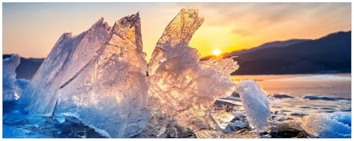 Wallario Küchenrückwand selbstklebend 115 x 50 cm, Motiv: Eisformation im Abendlicht | Spritzschutz abwischbar & pflegeleicht
