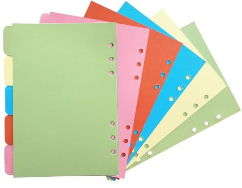 25 Stück A5 Trennblätter 6 Loch, Ringbuch Trennblätter Register A5 | Trennblätter A5 Ringbuch, Register A5 Ringbuch, Trennstreifen Bunt für Ringbuch Planer Notizbuch