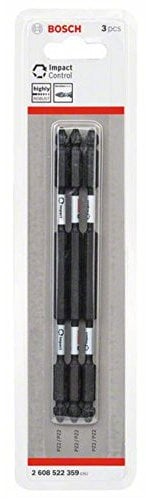 Bosch Professional 2608522359 3-Piece Double Screwdriver Set Pozidriv Impact Control, 3X PZ2-PZ2 Bits Length: 150 mm, Pick and Click, Cranberry