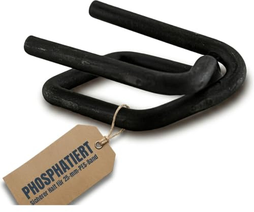 KK Verpackungen Metallklemmen 25 mm | 200 Stück, phosphatiert | Für gewebtes Textilband, PP Band und Hotmelt Band | Anlieferung im Karton