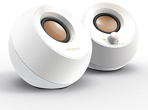 Creative Pebble USB Power Supply with Active Speaker 4.4 W Powerful Output 45 ° Upward Driver Heavy Bass Passive Drivers, whites