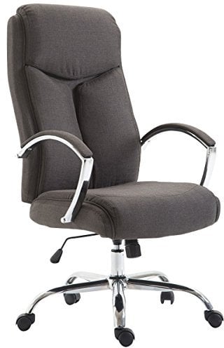 CLP Bürostuhl XL Vaud mit Stoffbezug, Chefsessel, Drehstuhl mit Armlehnen, Bürodrehstuhl mit hochwertige Polsterung, max. Belastbarkeit 140 kg, Farbe:dunkelgrau