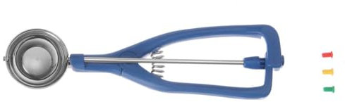 HENDI Eisportionierer Stöckel, verstärktem Glasfasernylongriff, mit Farbclips, geeignet für Geschirrspüler, Eislöffel, Eiscreme Löffel, 1/30, ø49mm, Edelstahl