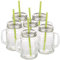 PEARL Smoothie Gläser: Retro-Trinkglas mit Henkel, Deckel und Trinkhalm, 6er-Set (Smoothie Gläser mit Deckel, Glas mit Strohhalm, Mitbringsel)
