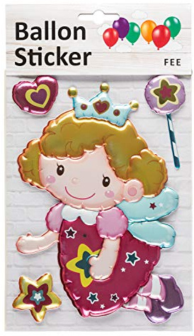 III Ballon Sticker mit 3D Effekt, Fee, 4 teilig Mehrfarbig