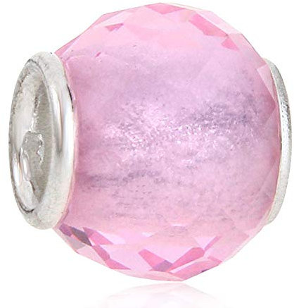 Abalorio de cristal de Murano de plata de ley 925 con piedra de nacimiento, dije de aniversario para pulsera Pandora, Vidrio Plata de ley Plata, Glass