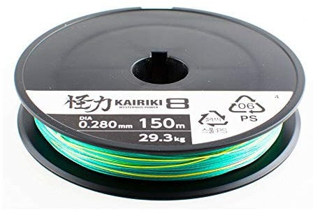 SHIMANO Kairiki 8, 300 Meter, Multicolor, 0.420mm/46.7kg, 8fach Geflochtene Angelschnur, 59WPLA68R2B