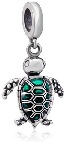 Yashuo Schildkröten-Charm-Anhänger aus Sterlingsilber, für Pandora-Armbänder, Kristall Emaille