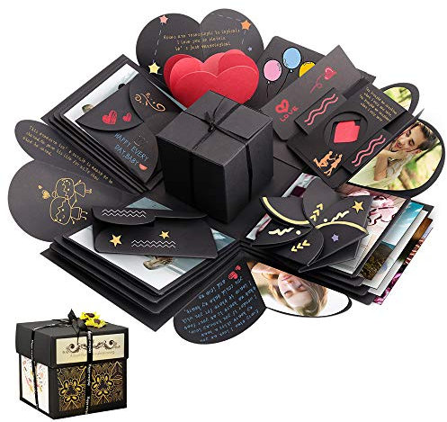 Sporgo Explosion Box, Geschenkbox, Kreative Überraschung Box DIY Fotoalbum Handgemachtes Scrapbook Geschenk für Geburtstag, Weihnachten, Jahrestag, Valentinstag, Heiratsantrag, Hochzeit, Muttertag (Quadrat)