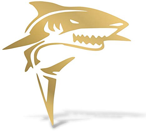 Erreinge Aufkleber prespaced Gold-12Cm - Shark - Vinyl-Aufkleber Aufkleber Aufkleber Mural Laptop Auto Moto Helm Camper