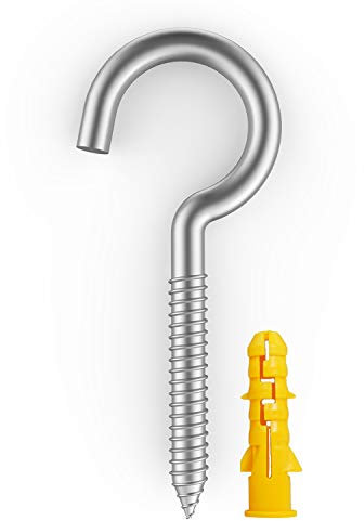YAIRMIS 20 Pieces of 304 Stainless Steel Kits, Ceiling Cup Hook Screw Hooks, Ring Screws for Home, Office and Outdoor use, Lighting Hook Racks, self-Tapping Hooks, Hooks (VF006-4.4-20-UK)