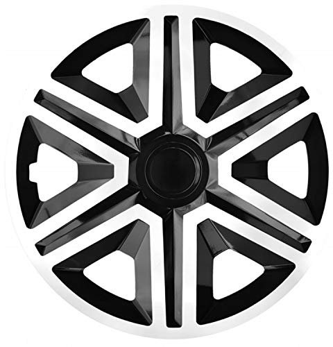 NRM Action 4 x Universal Radzierblenden Radkappen Satz 4er Set Auto KFZ Zoll (Weiss-Schwarz, 14)