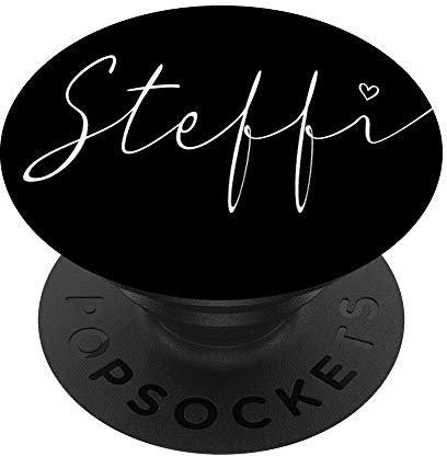 Steffi Name Vorname Schwarz Weiß Kalligrafie Handschrift PopSockets PopGrip: Ausziehbarer Sockel und Griff für Handys/Tablets mit Tauschbarem Top