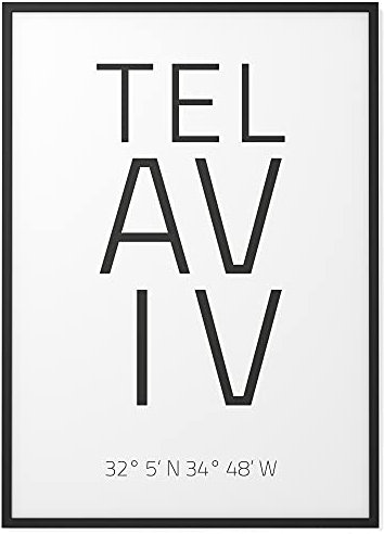 Papierschmiede® Geo Poster Koordinaten Tel Aviv, A2 Stadt Poster als Wanddeko für Wohnzimmer Schlafzimmer Küche Esszimmer, Jaffa Israel Nahost, Bild ohne Rahmen