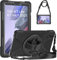Gerutek Funda Anticaída para Samsung Galaxy Tab A7 Lite 2021 8,7 (SM-T220/T225/T227), Carcasa Rugosa con Soporte Giratorio, Correa de Mano/Hombro, Funda Antichoque para Samsung Tab A7 Lite, Negro