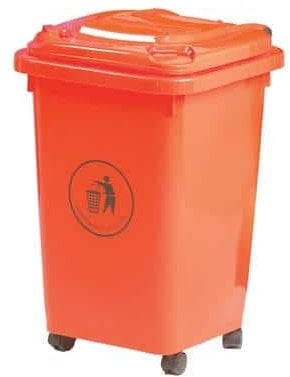 GPC LWB50Y_RED Polypropylene Wheel Bin, 50L Capacity, 47cm x 42cm x 65cm, Red