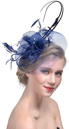 ITODA Fascinator Damen Feder Fascinator mit Strasssteine Haarschmuck Blumen Hochzeitshut Mesh Schleier Haarreif mit Haarklammer Stirnband Vintage Partyhut Tee Party Cocktail Hochzeit Kirche