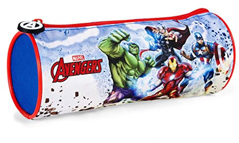 PERLETTI Marvel Avengers Federmäppchen mit Hulk Thor Iron Man Captain America - Kinder Federtasche Mappchen mit Superhelden - Blau Rot Stiftetui Pouch Holder Für Kleine Jungen Klainkind - 21x8x8 cm