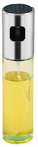Vaporisateur D'huile pour la Cuisine - Bouteille en Verre de 100 Ml pour L'huile D'olive, Distributeur D'huile à Haute étanchéité, Vaporisateur avec Bouchon En Acier Inoxydable(Argent de l'espace)