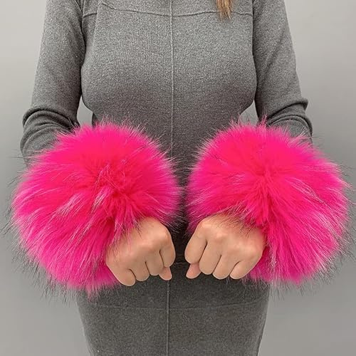 Katutude Pulswärmer Pelz Damen, Fell Manschette Stulpen Handschuhe, Pelz-Handgelenk-Band, Pulswärmer Faux Pelz Armstulpen Faux Fur Wrist Band Ring Cuffs Wärmer für Frauen