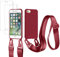 vrupin kompatibel mit iPhone 6/6S/7/8 Handykette Hülle,[2 Stück Schutzfolie 9H Härte Gehärtete Folie].Necklace Hülle Nylon Schultergurt Weich Flüssiges Silikon-rot