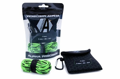 Corde de nettoyage de qualité supérieure avec étui, cordon de nettoyage de course, kit de nettoyage (vert = 9 mm/.38/.357)