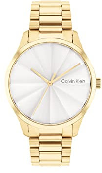 Calvin Klein Analog Quarzuhr Für Männer und Frauen Kollektion CK Burst mit Goldfarben Edelstahlarmband - 25200232