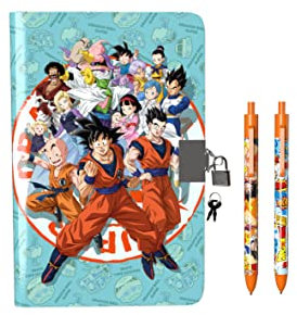 Dragon Ball-Set Regalo Diario e Penne, Scatola Regalo Set di Scrittura, Diario con Lucchetto, Multicolore, Prodotto Ufficiale (CyP Brands), Multicolore, Estandar, Dragon Ball Set Diario e 2 Penne,