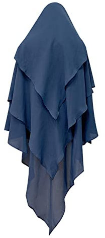 OBEEII Khimar-Hijab für Damen, Hijab Zum Überziehen mit hohem Jilbab für muslimische Dubai Naher Osten Damen Muslim Premium Kopftuch Schal Grau Blau Einheitsgröße