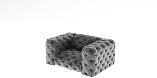 GREKPOL Klassischer Chesterfield Sessel - Eleganz und Komfort in einem Möbelstück (Grau)