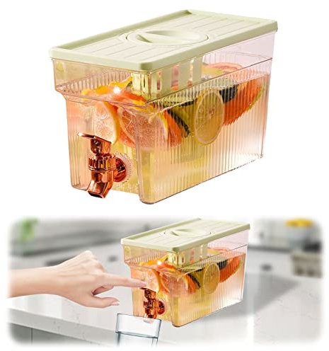 Getränkespender für Partys, 3L Kunststoff-Getränkespender mit Zapfhahn, Eissaft-Limonaden-Spender mit Deckel für Party, Milchspender für Kühlschrank Gallone, kleine Wasserspender, BPA frei (Hellgrün)