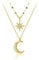 SLUYNZ 925 Sterling Silver Layered Necklace for Women Star Moon Necklace Double Chain Choker (B-Gold Plated)