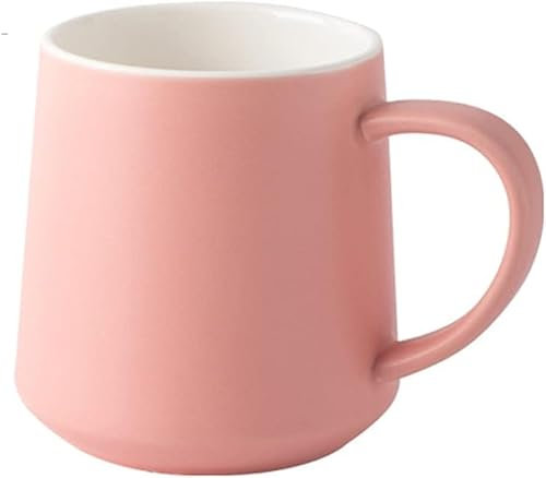 JUBIRO Keramik-Kaffeetassen, Keramiktasse, Kaffeetasse, Emaille-Tasse, matt, dekorative Tasse, tolles Geschenk for Freunde, Familien, Liebhaber, 450 ml, 1 Stück, Rosa (Color : Roze)