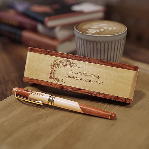 Personnalisée Stylo à bille en bois fait à la main,avec gravure de haute qualité Boîte cadeaux d'affaires (Le jardin)