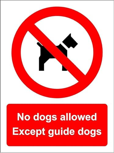 KPCM Display ltd No Dogs Allowed Except Guide Dogs Sign - 1.2mm Rigid Plastic 300mm x 200mm Case (Pack of 5)