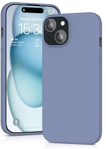 YATWIN Silicone Case for iPhone 15 Plus, Soft-Touch, Shockproof, DustProof, Antiskid Full Body Armour Phone Cover for Apple iPhone 15 Plus - Lavender Grey