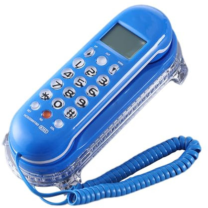 aieibuy Elegante telefono con filo montabile a parete con base in cristallo B365 Mini telefono fisso fisso Display LCD Funzioni di riattivazione chiamante