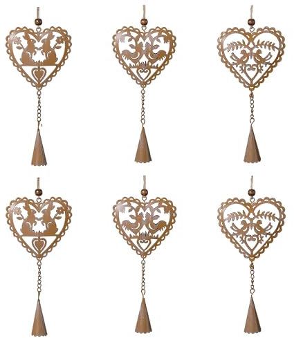 Valery Madelyn 6X Dekoaufhänger, 8.5cm Metallherzen zum Aufhängen, Frühling Dekohänger, Herz Hochzeit Anhänger für Geschenk Frühling Deko
