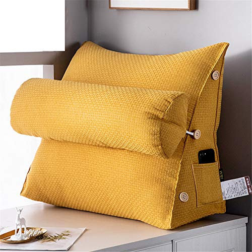 UsmAsk Verstellbares Keilkissen für den Rücken, Keilkissen, Rückenstütze, Nackenstütze, Lesekissen, Sofa, Bett, Bürostuhl, Ruhekissen, Schwarz, 45 x 22 x 50 cm (Gelb 45 x 22 x 58 cm)