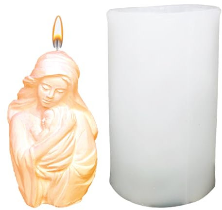 Molde 3D de la Virgen María, Moldes de silicona para velas en forma de Virgen María de besos, Molde de Silicona para decoración religiosa, regalos de madrina, moldes de diosa Jingan
