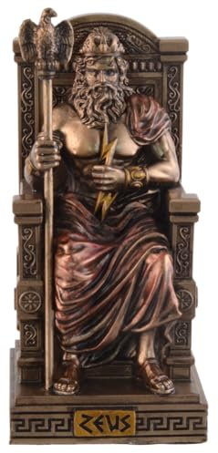 Zeus, oberster griechischer Gott auf Thron, Miniatur, aus Kunststein, bronzef./coloriert by Veronese