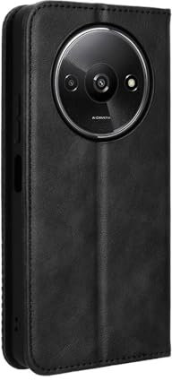 COMAKU Cover Xiaomi Redmi A3 4G, Custodia a Portafoglio Pelle con Supporto e Chiusura Magnetica - Nero