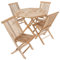 Divero Gartenmöbel Set Genua aus Teak-Holz: 1 Tisch Ø 90 cm achteckig mit 4 klappbaren Stühlen – Farbe: Braun