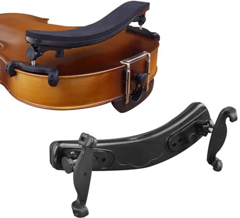 1 Geigenschulterstütze, Geigenzubehör, verstellbare hohe und tiefe Geigenschulterpolster, Geigenspielwangenpolster, passend für 4/4-3/4, mit Schwammpolstern (schwarz)