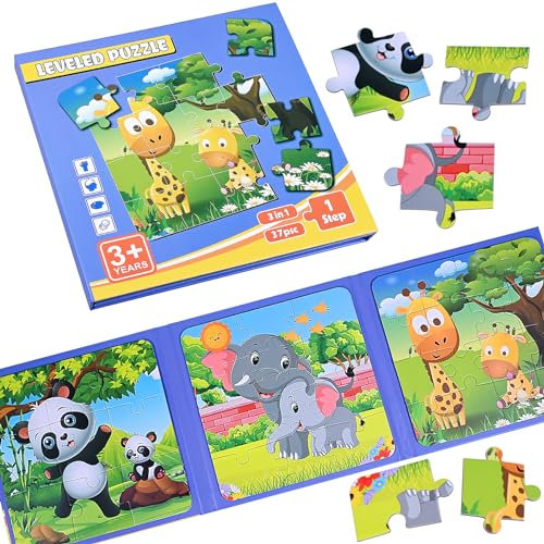 Kinderpuzzle Magnet, 37-teiliges Puzzle, Magnetisches Tier-Puzzle für Kinder ab 3 Jahren, Reisespiel für den Roadtrip oder das Flugzeug