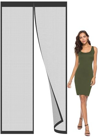 Cortina mosquitera con cierre magnético 275x190cm para caravanas | Montaje adhesivo con cierres de velcro sin taladrar | | Altura recortable a medida | y Mantiene el Aire Fresco Negro