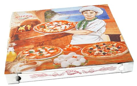 SWS 100 Pizzakartons 32,5x32,5x3 cm Neutraldruck, sicherer Versandkarton für Pizzen
