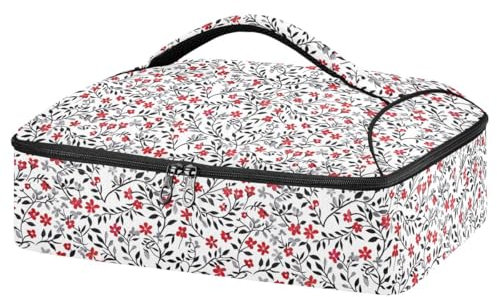 JUMBEAR Fresh Style Floral Fragments Insulated Casserole Dish Carrier,Casserole Carrier Bag, Casserole Carriers for Hot or Cold Food Fit for Dinner, Party, Camping